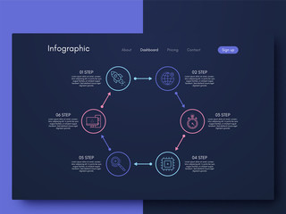 Wall Mural - vector graphics infographics with six options. template for creating mobile applications, workflow l