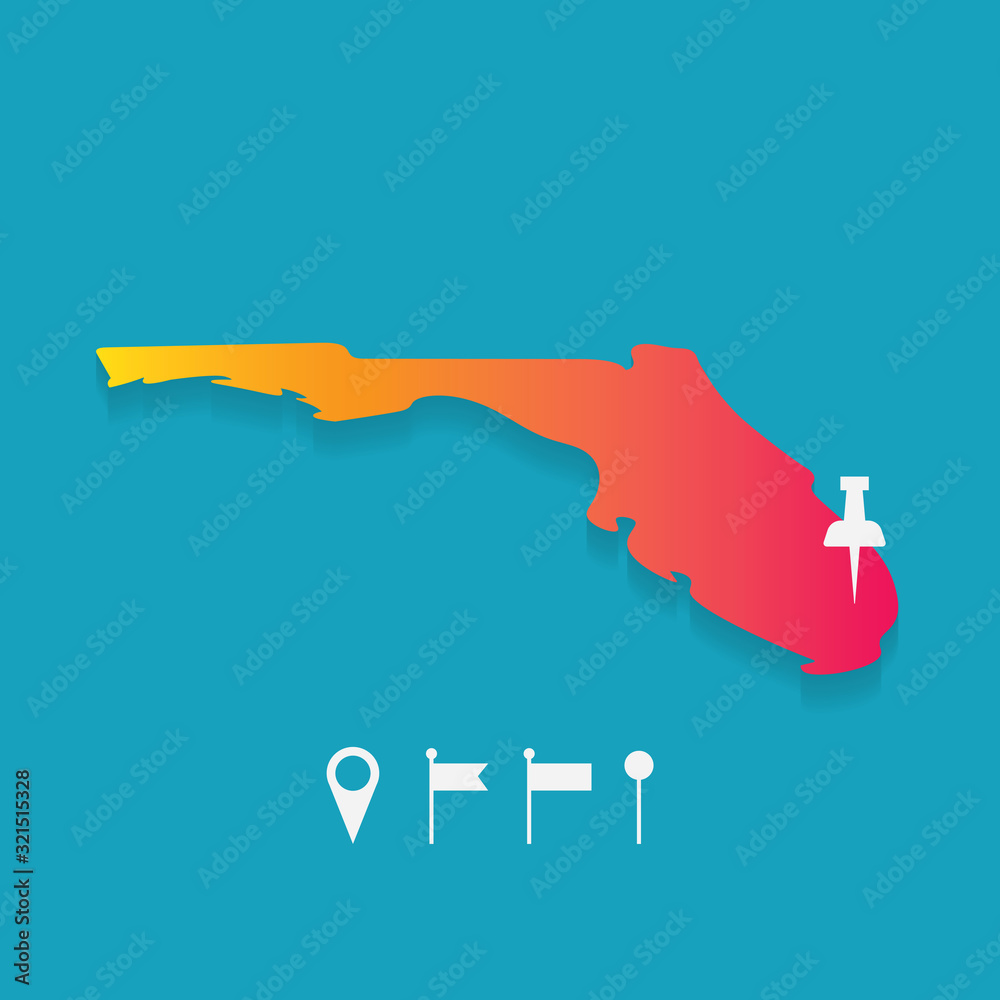 Florida map with set of different pins- vector illustration Stock ...