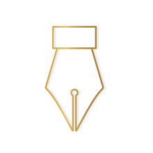 Golden Fountain Pen Nib Icon- Vector Illustration
