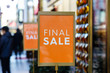 © nrqemi - Sale sign in clothes shop.shopping and discount concept. Retail Image Of A Final Sale Sign In A Clothing Store