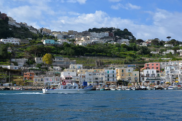 Capri port landscape island and hills in Italy