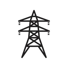 Electric Tower, Overhead Power Line Icon Template Black Color Editable. Electric Tower, Overhead Power Line Icon Symbol Flat Vector Illustration For Graphic And Web Design.