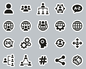 Wall Mural - Organization & Structure Icons Black & White Sticker Set Big