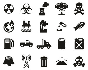 Sticker - Pollution Or Contamination Icons Black & White Set Big