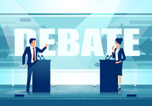 Vector Of A Two Political Leaders Having An Open Debate