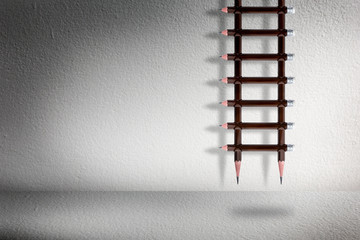 Wall Mural - Stairs with pencil for effort and challenge in business to be achievement and successful concept