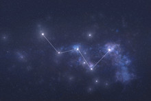 Cassiopeia Constellation Stars In Outer Space. Cassiopeia Constellation Lines. Elements Of This Image Were Furnished By NASA 