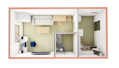 Modern 3d model of a floor plan apartment.