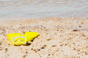 Wall Mural - yellow swimming flippers and mask