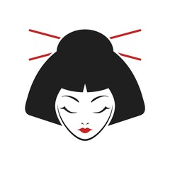 Canvas Print - Design of geisha face illustration