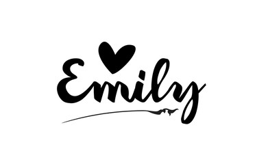 Wall Mural - Emily name text word with love heart hand written for logo typography design template