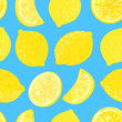 Lemon fruit print, citrus background. 