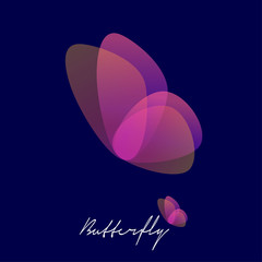 Poster - Butterfly logo consist of transparent elements. Emblem  for beauty  salon or nail salon. 