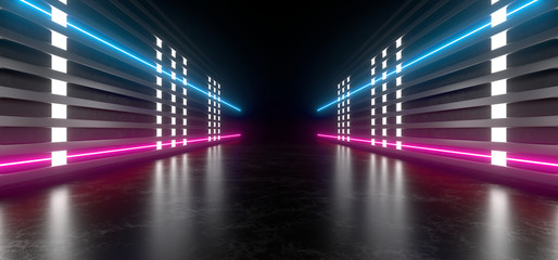 Wall Mural - Beautiful composition of colored neon lights on a black background. 3d rendering image.