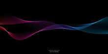 Abstract Wave Curve Lines Pattern Dynamic Colorful Light Flowing Isolated On Black Background. Vector Illustration Design Element In Concept Of Music, Party, Technology, Modern.