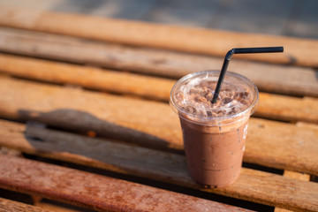 Wall Mural - iced chocolate in plastic glass