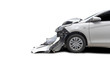 © AKGK Studio - Front of white color car big damaged and broken by accident. Save with clipping path.