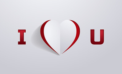 Poster - paper art i love you background, paper cutout style