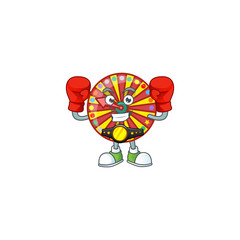 Wall Mural - A sporty Boxing wheel fortune cartoon character design style