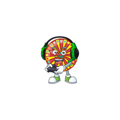 Sticker - Wheel fortune cartoon picture play a game with headphone and controller