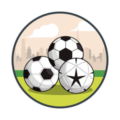 Canvas Print - soccer sport balloons scene icons