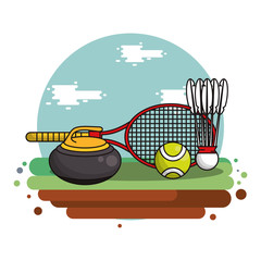 Wall Mural - set sports equipment isolated icon