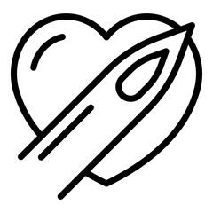 Sticker - Tattoo needle heart icon. Outline tattoo needle heart vector icon for web design isolated on white background