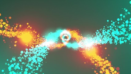 Poster - Twisting into a spiral of sparkling particles. 3D rendering particles of rotation, computer generated web backdrop