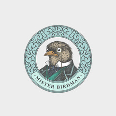 Wall Mural - Vintage bird label