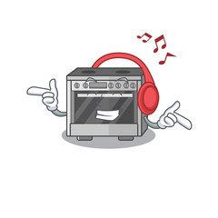 Sticker - Listening music kitchen stove cartoon character concept