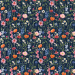 © zenina - Beautiful floral summer seamless pattern with watercolor hand drawn field wild flowers. Stock illustration.