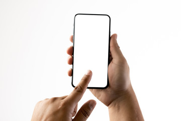 Poster - new phone Technology smartphone with blank screen and modern frame less design.