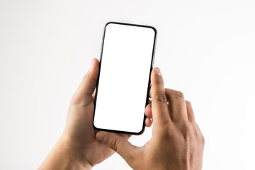 Poster - new phone technology smartphone with blank screen and modern frame less design.