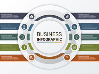 Infographic design vector and marketing icons can be used for workflow layout, diagram, annual report, web design. Business concept with 3, 4, 5, 6 and 10 options, steps or processes.