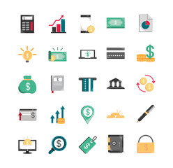 Poster - finance money business economy icons set