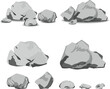 © Piyathida P - Set of rocks and stones in cartoon style isolated on white background. Vector Illustration.