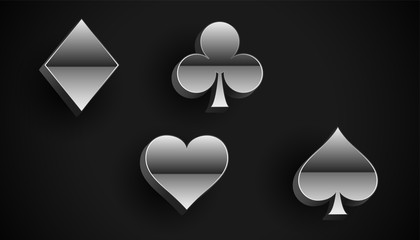Wall Mural - playing card suit symbols in silver metal style