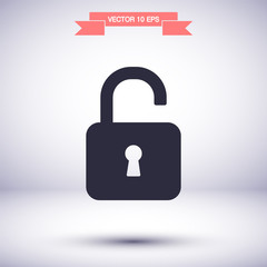 lock symbol on gray background , lorem ipsum Flat design