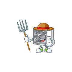 Sticker - sweet Farmer split air conditioner cartoon mascot with hat and tools