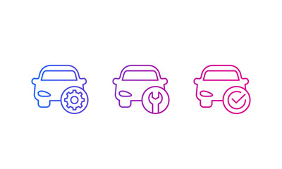 Poster - car service and repair vector icons, linear