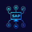 SAP, business software vector icons on dark