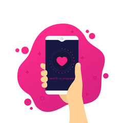 Poster - dating app, love search vector illustration