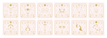 Set Of Zodiac Signs Icons. Astrology Horoscope With Signs And Planets.