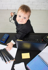 Wall Mural - Little businessman boy