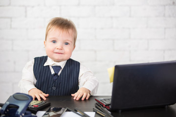 Wall Mural - Little businessman boy