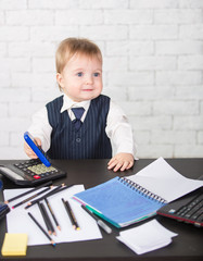 Wall Mural - Little businessman boy