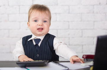 Wall Mural - Little businessman boy