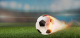Fototapeta Sport - soccer ball fire flames soccer stadium 3d-illustration
