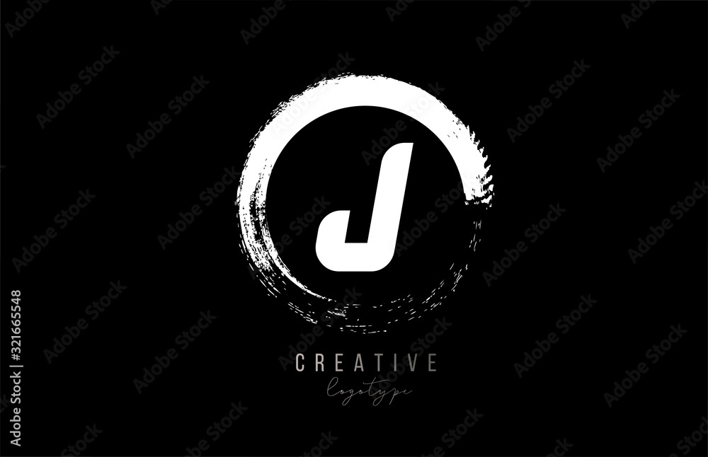 company business J letter alphabet circle logo black grunge icon design ...