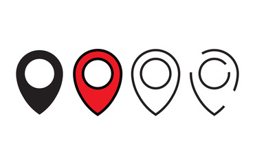 Poster - red, black and line maps pin. location map icon